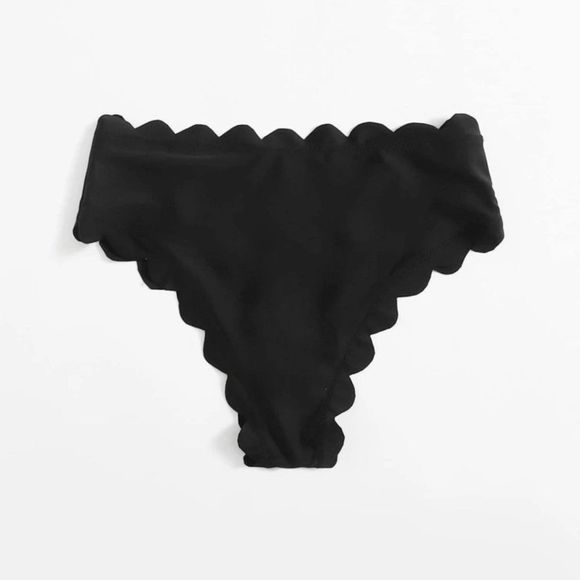BOGO Free - Scalloped edge cheeky bikini bottom, black, XS - Picture 3 of 6